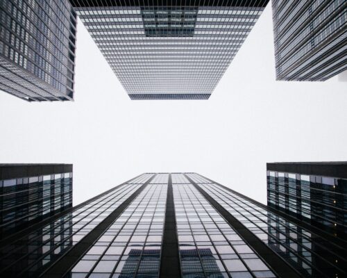 worm's eye view of buildings