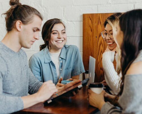 A group of friends at a coffee shop